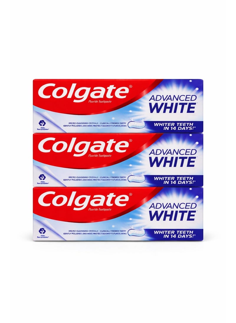 Colgate Advanced White Whitening Toothpaste – 100ml ×3 Pieces - Image 1
